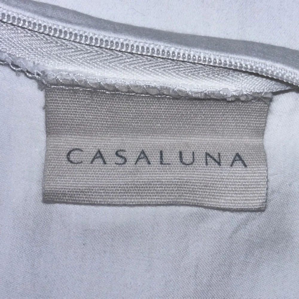 CASA LUNA White Fringed Pillow Shams Covers Full/Queen Size Set of Two